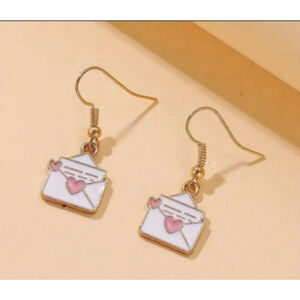 Women Envelope Earrings White Gold